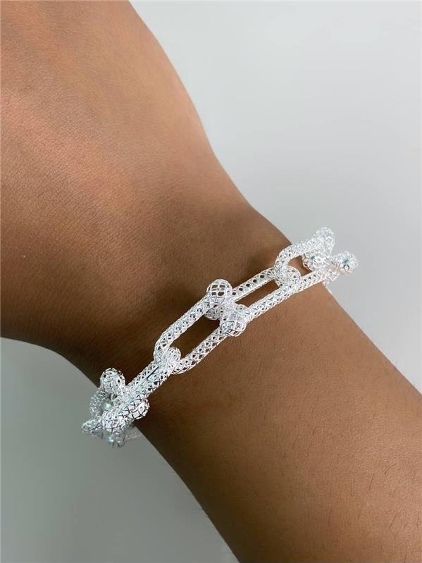 PULSEIRA ELO C/ESFERA RENDA ITALIANA 20CM