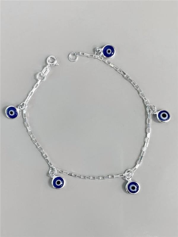 PULSEIRA ELO TIJOLINHO PINGENTE OLHO GREGO