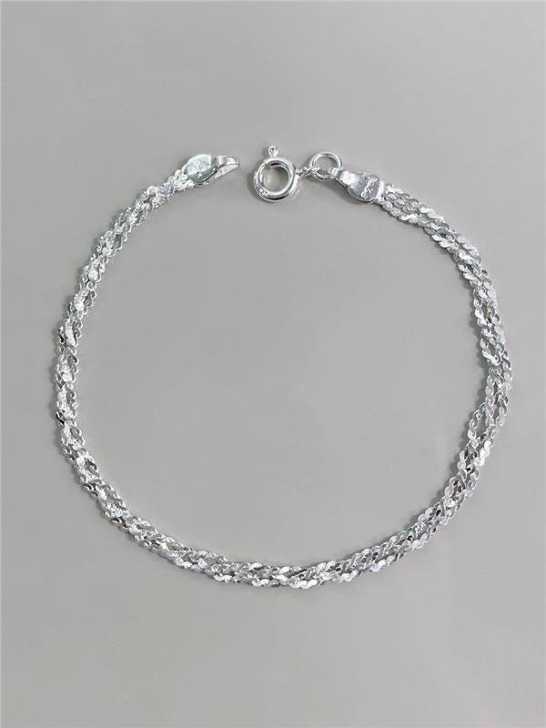 PULSEIRA TRANÇADA 3 FIOS CHANFRADA 17,5CM