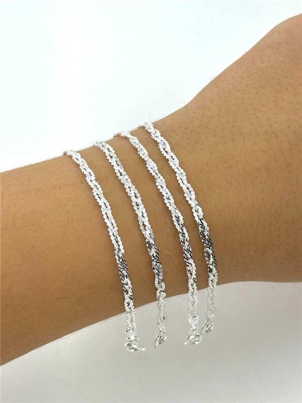 PULSEIRA TRANÇADA 3 FIOS CHANFRADA 17,5CM