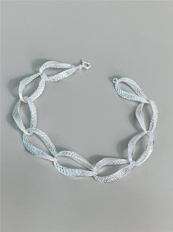 PULSEIRA ELO OVAL RENDA ITALIANA 17,5CM