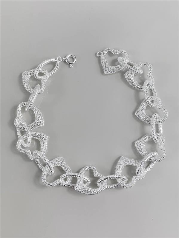 PULSEIRA ELO OVAL E CORAÇÃO RENDA ITALIANA 19CM