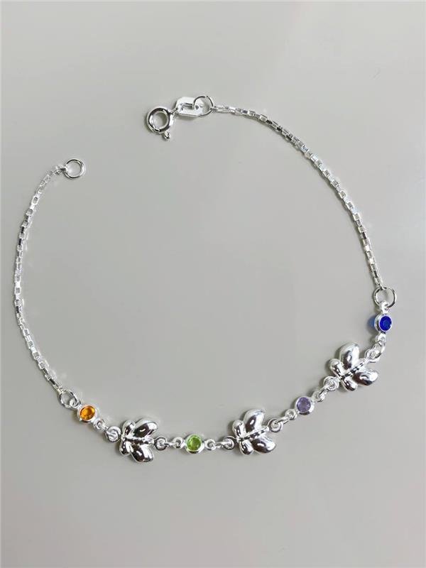 PULSEIRA ELO TIJOLINHO BORBOLETA E PONTO LUZ 19CM