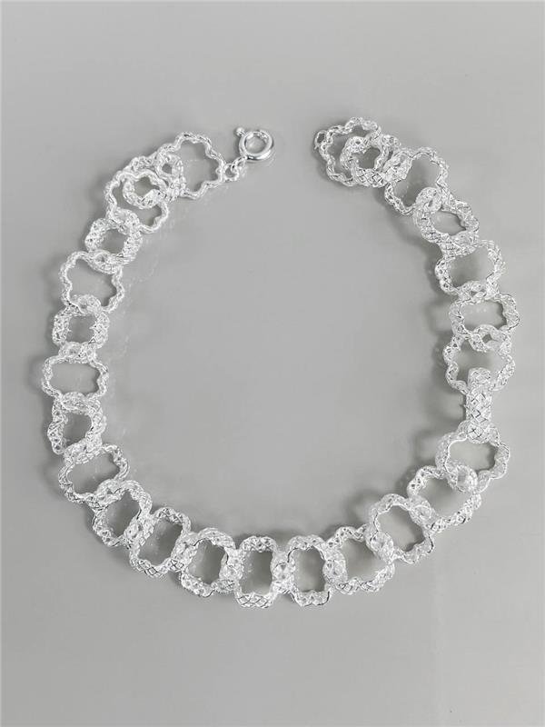 PULSEIRA ELO TREVO VAZADO RENDA ITALIANA 18,5CM