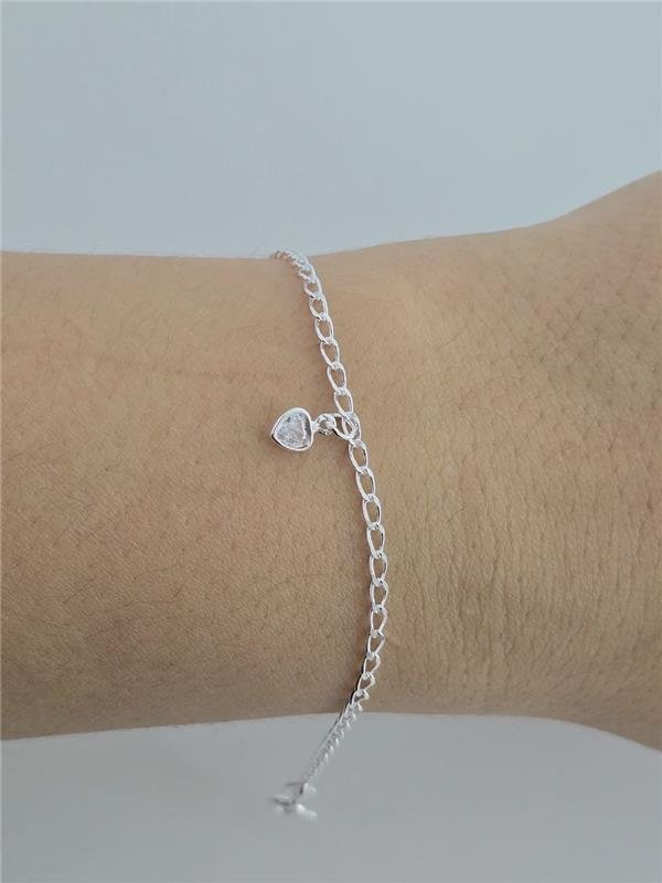 PULSEIRA INFANTIL PINGENTE CORAÇÃO PONTO LUZ 14CM
