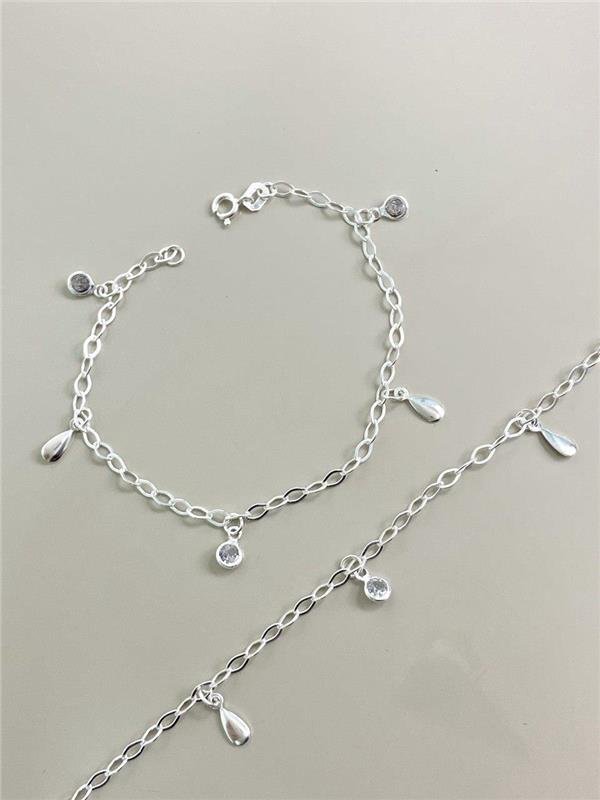 PULSEIRA C/PINGENTE GOTA E PONTO LUZ 18CM