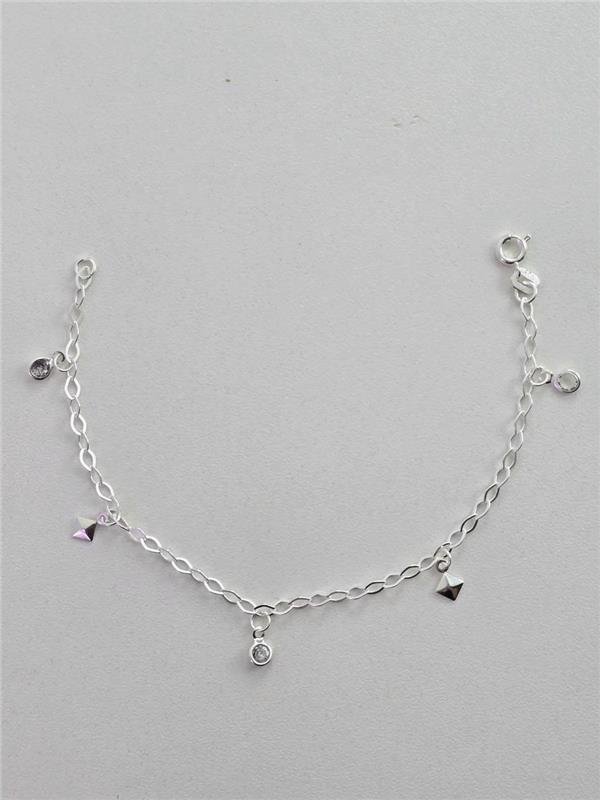PULSEIRA C/PINGENTE LOSANGO E PONTO LUZ 18CM