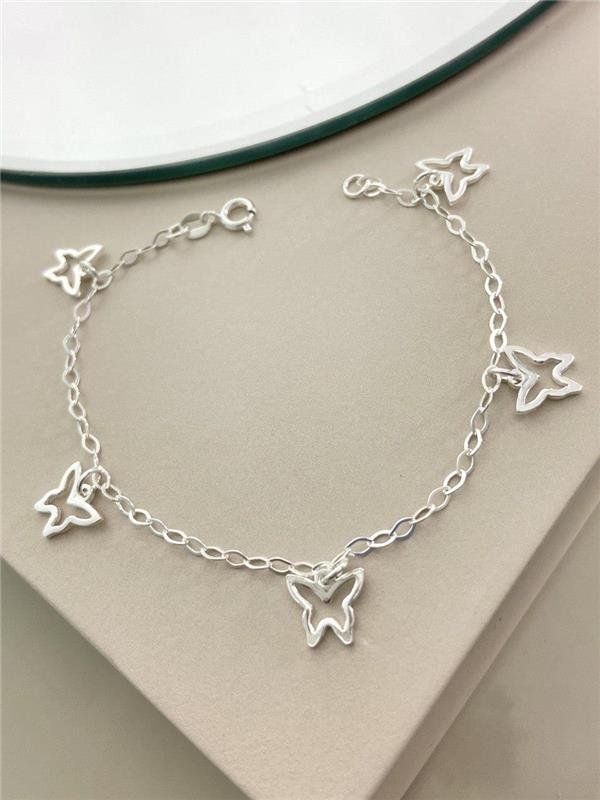 PULSEIRA C/PINGENTE BORBOLETA VAZADA 18CM