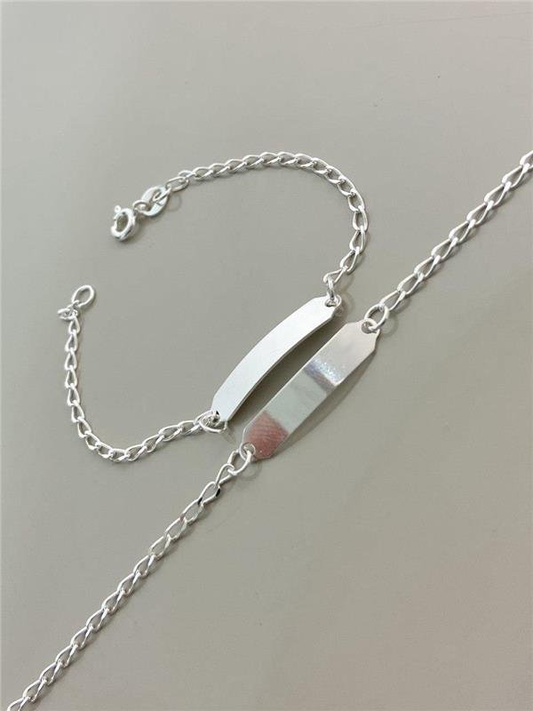 PULSEIRA INFANTIL ELO PLAQUINHA LISA 14CM