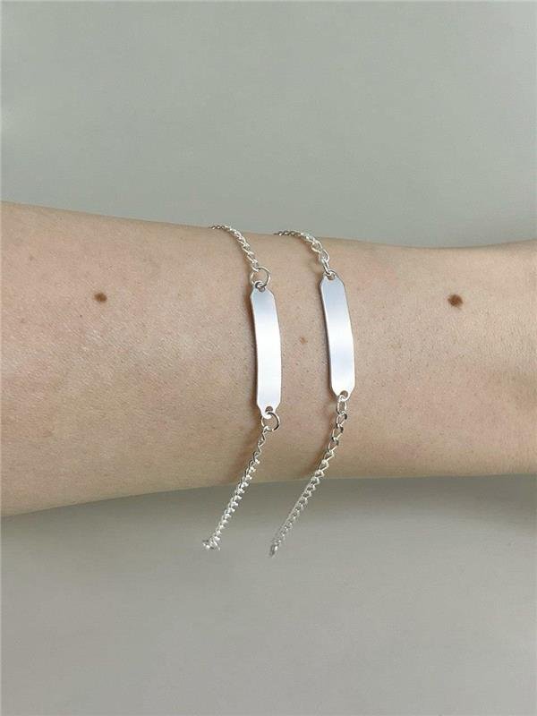 PULSEIRA INFANTIL ELO PLAQUINHA LISA 14CM