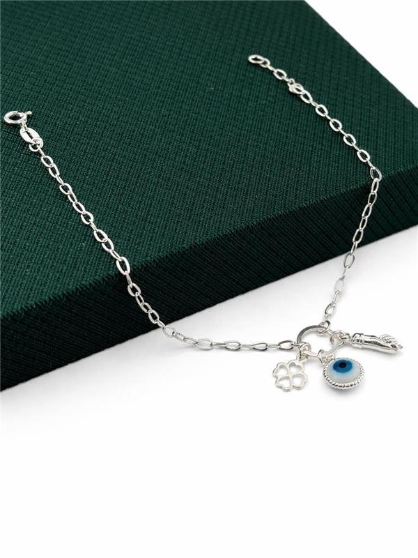 PULSEIRA PINGENTE OLHO GREGO FIGA E TREVO 18CM