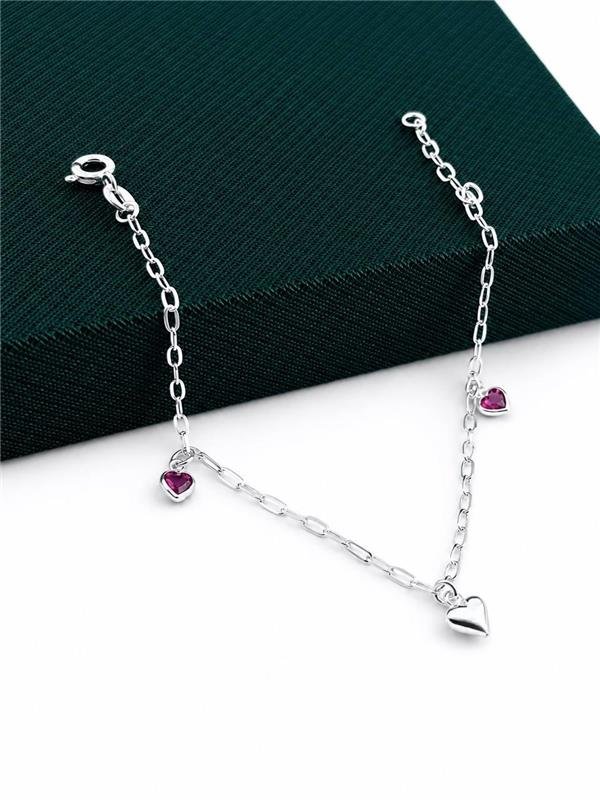 PULSEIRA PINGENTE CORAÇÃO CHEIO E PONTO LUZ 18CM