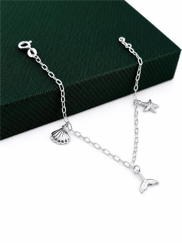 PULSEIRA PINGENTE CONCHA,CAUDA DE SEREIA E ESTRELA 18CM