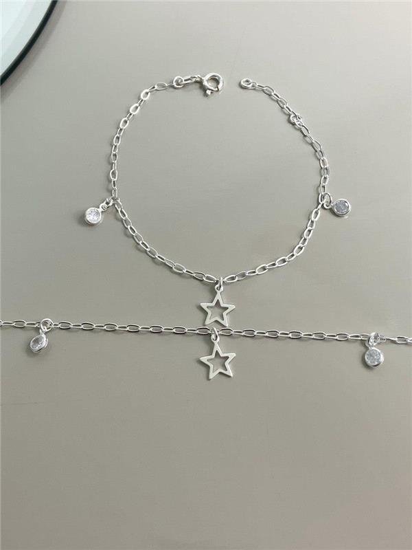 PULSEIRA PINGENTE ESTRELA E PONTO LUZ REDONDO 18CM