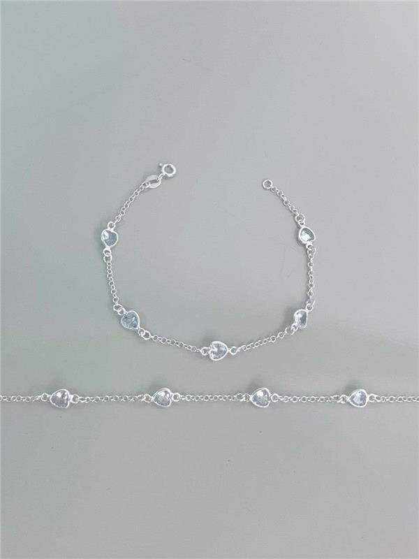 PULSEIRA ELO PORTUGUÊS COM PONTO LUZ CORAÇÃO 17,5CM