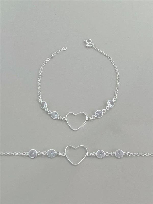 PULSEIRA ELO CORAÇÃO COM PONTO LUZ REDONDO 19CM