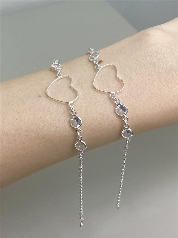 PULSEIRA ELO CORAÇÃO COM PONTO LUZ REDONDO 19CM