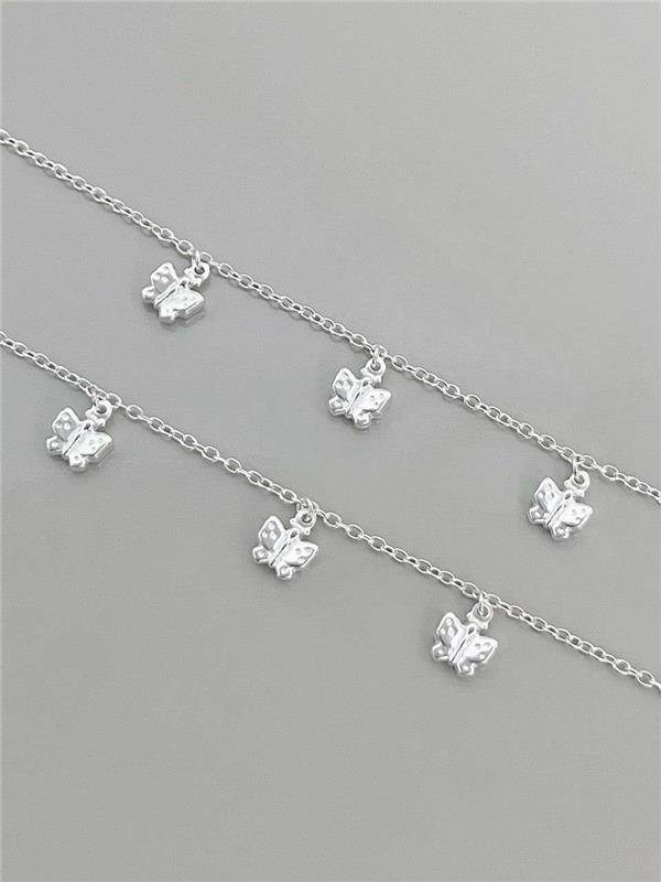 PULSEIRA ELO COM PINGENTE 3 BORBOLETA 20CM
