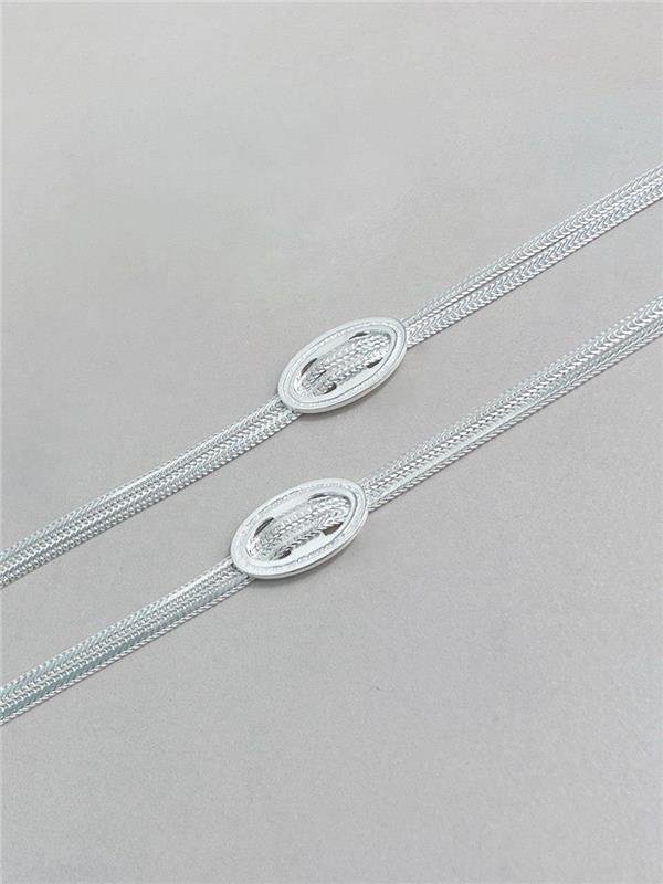 PULSEIRA 2 FIOS COM FIVELA OVAL NO CENTRO 18,5CM