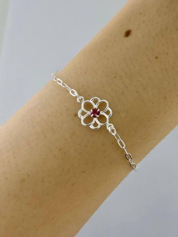 PULSEIRA FLOR ÚNICA COM PONTO LUZ 18CM