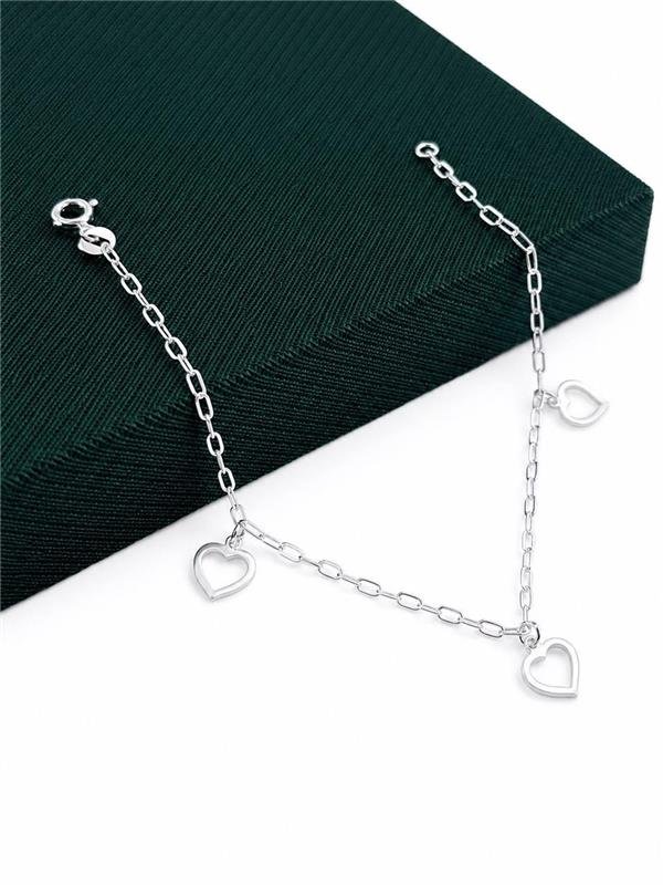 PULSEIRA COM PINGENTE CORAÇÃO VAZADO 18CM