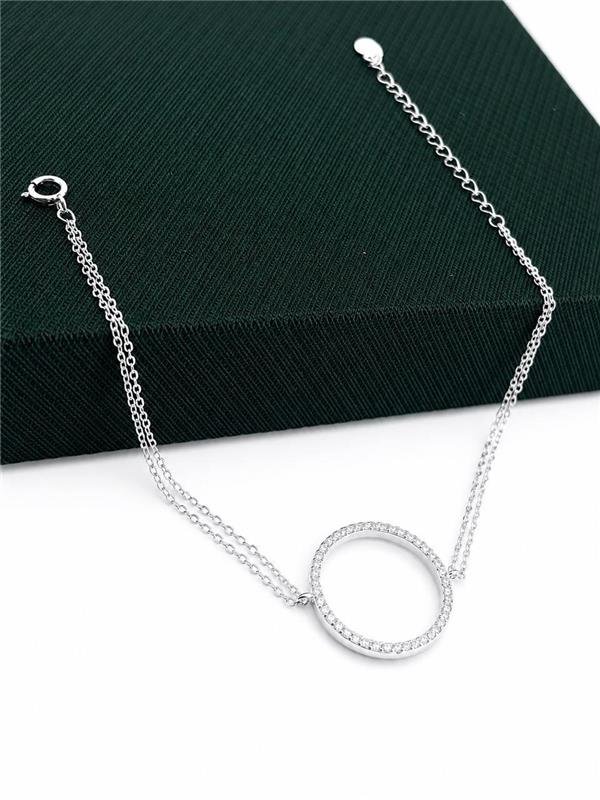 PULSEIRA CÍRCULO CRAVEJADO 16CM+4CM EXTENSOR