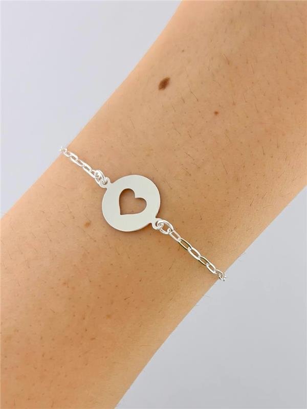 PULSEIRA MEDALHA CORAÇÃO FIXO 18CM