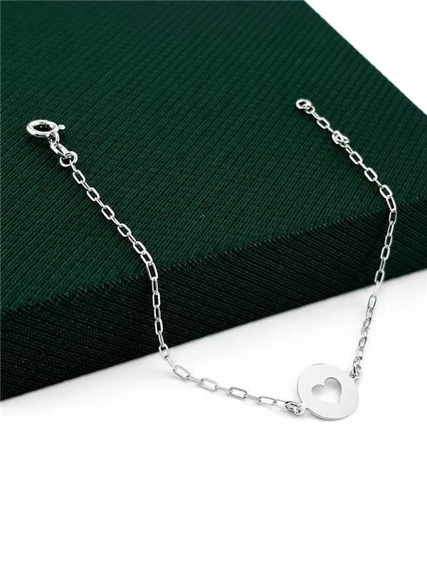 PULSEIRA MEDALHA CORAÇÃO FIXO 18CM