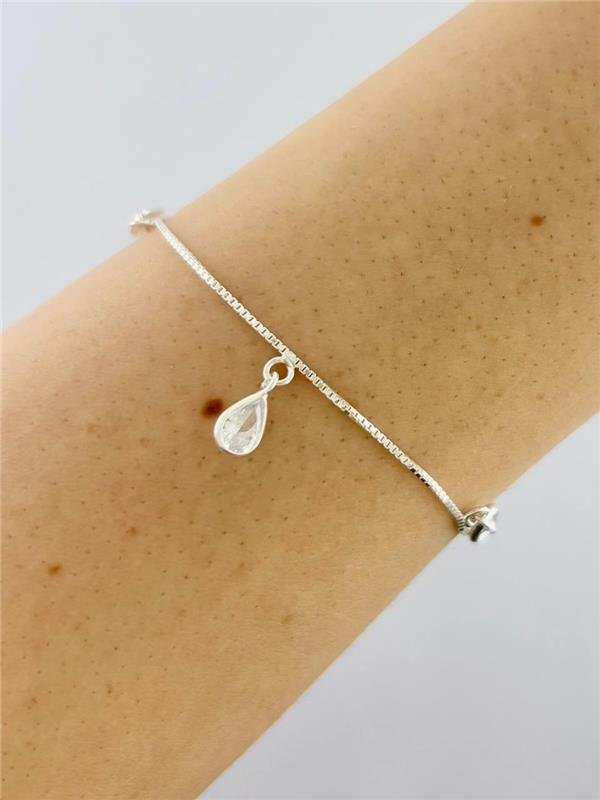PULSEIRA V15 COM PONTO LUZ GOTA CRISTAL 17,5CM