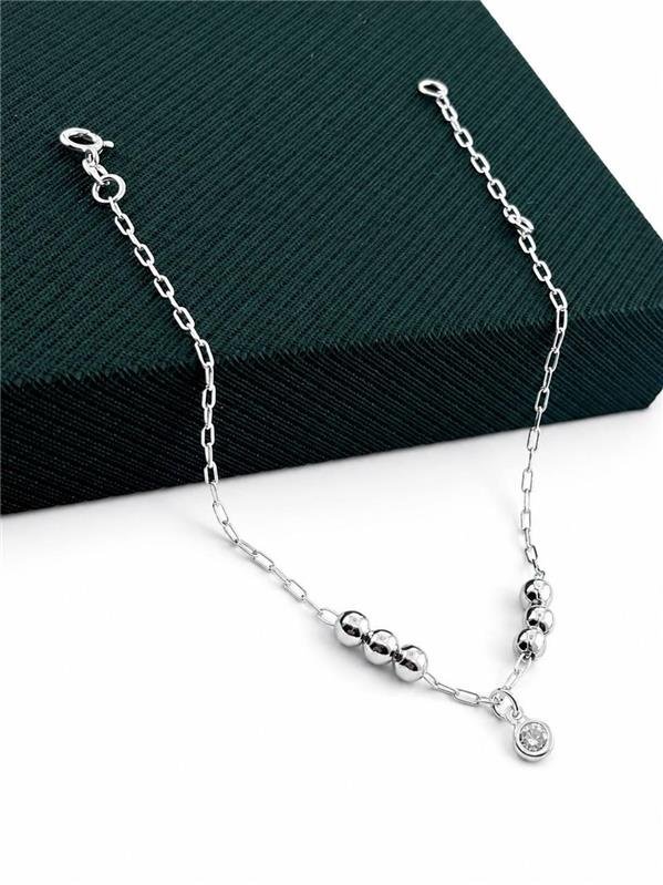 PULSEIRA BOLINHA FIXA C/PINGENTE PONTO LUZ CRISTAL 19,5CM