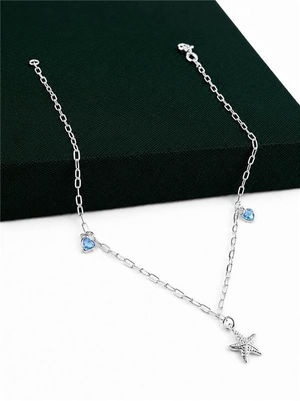 TORNOZELEIRA PINGENTE ESTRELA DO MAR PL CORAÇÃO 24CM